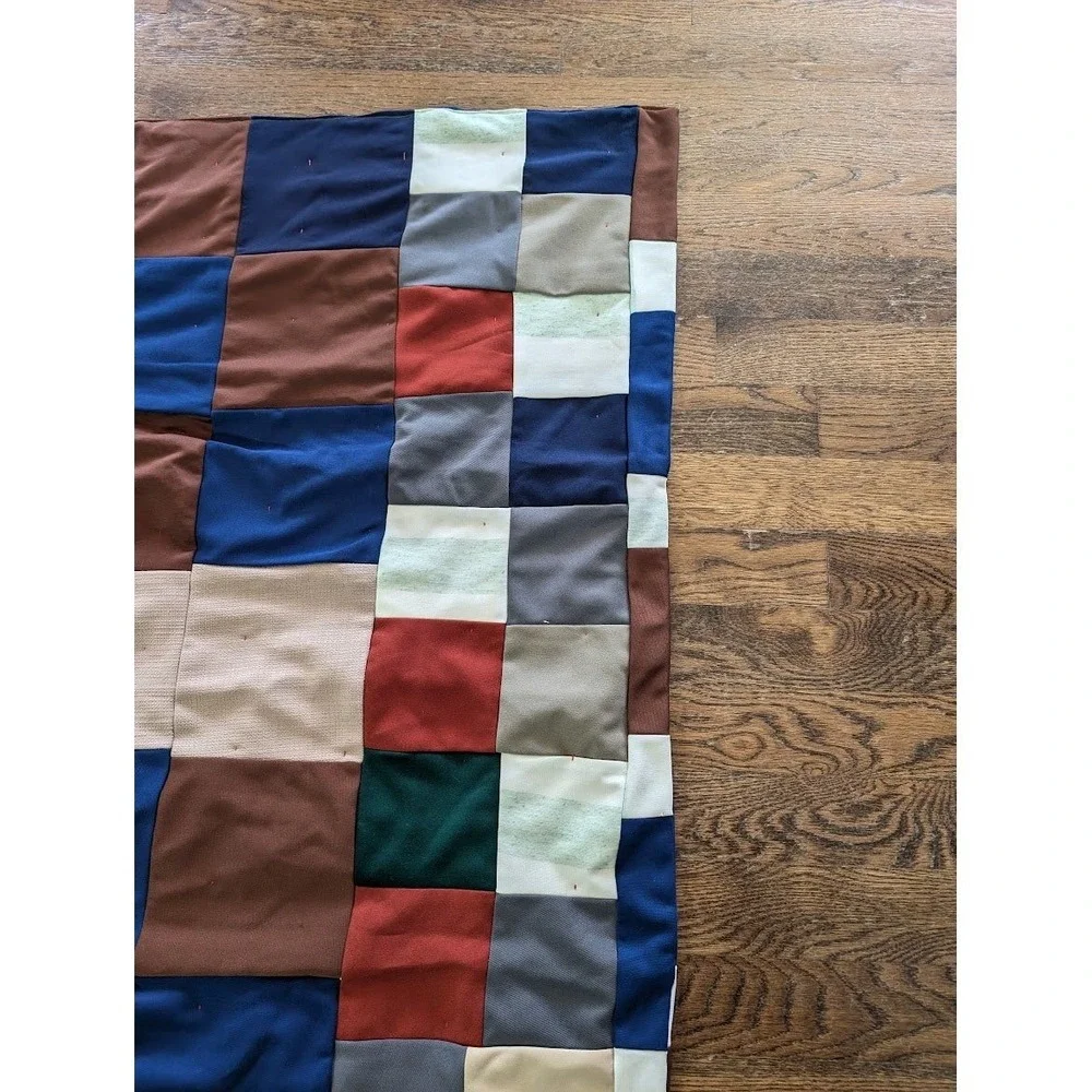 Vintage Handmade Patchwork 68x55 Tied Quilt Rustic Country Fall Cabin Country